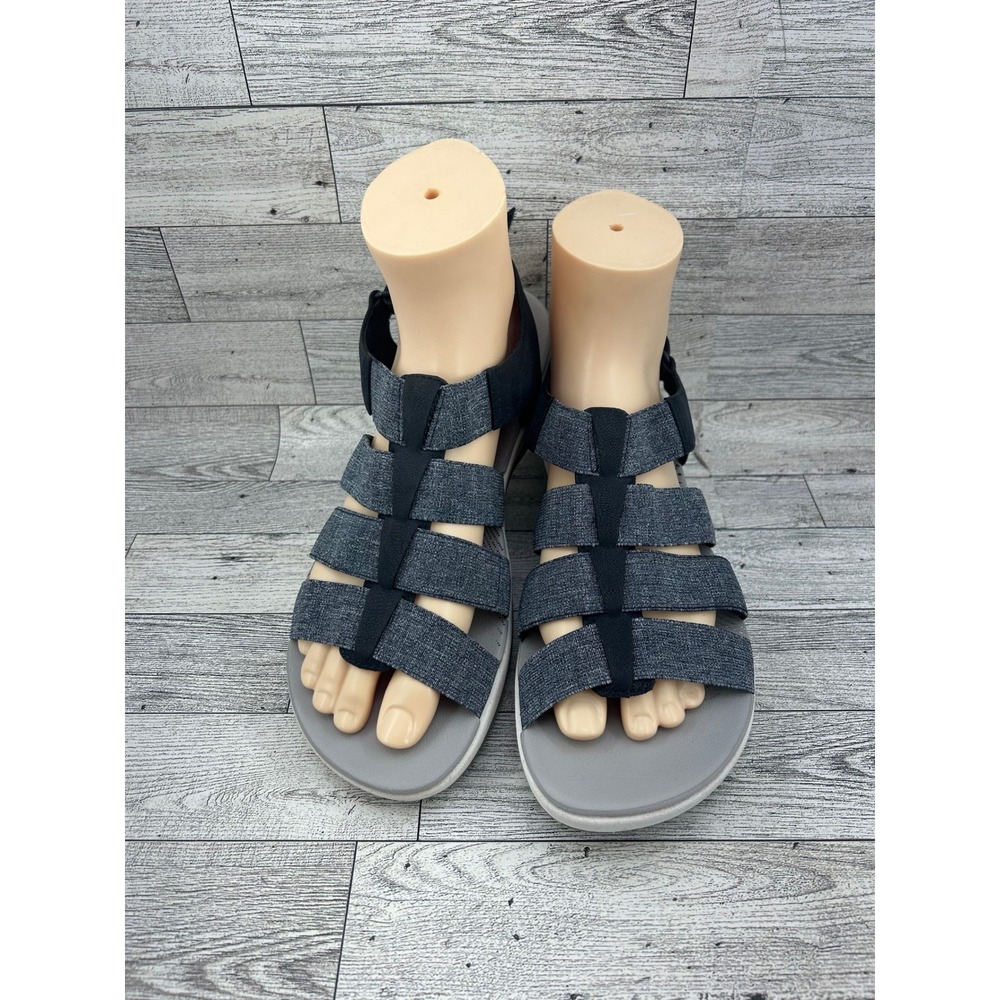 Clarks Cloudsteppers Arla Glison Blue Grey Strappy Gladiator Sandals Women Sz 9M